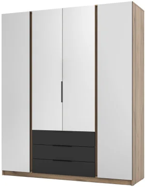 Pojemna szafa z lustrami 200 cm KAJA - czarny, dąb evoke