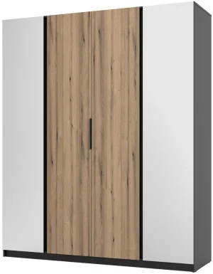 Czterodrzwiowa nowoczesna szafa z lustrami 200 cm KAJA - dąb evoke, czarny
