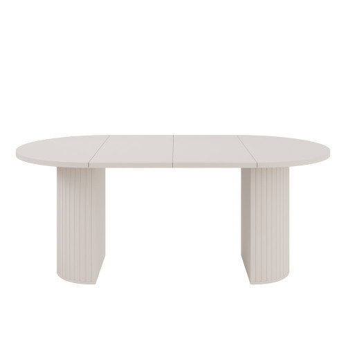Rozkładany stół okrągły 100/188 cm do jadalni OVALIO - beż piaskowy | Stoły rozkładane Desire Furniture