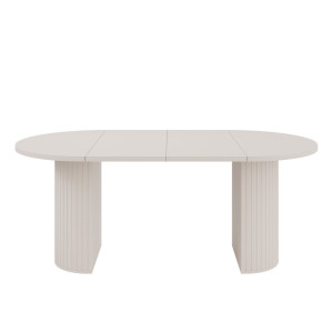 Rozkładany stół okrągły 100/188 cm do jadalni OVALIO - beż piaskowy | Stoły rozkładane Desire Furniture