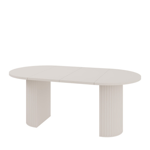 Rozkładany stół okrągły 100/188 cm do jadalni OVALIO - beż piaskowy | Stoły rozkładane Desire Furniture