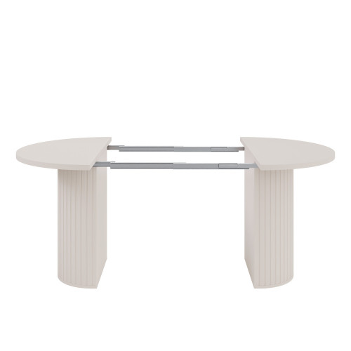 Rozkładany stół okrągły 100/188 cm do jadalni OVALIO - beż piaskowy | Stoły rozkładane Desire Furniture