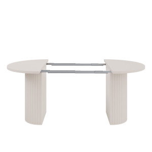 Rozkładany stół okrągły 100/188 cm do jadalni OVALIO - beż piaskowy | Stoły rozkładane Desire Furniture