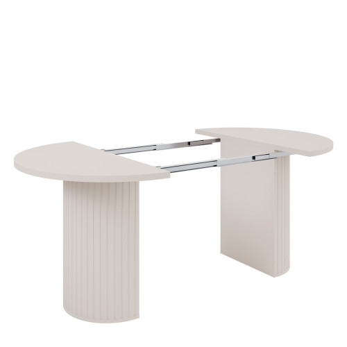 Rozkładany stół okrągły 100/188 cm do jadalni OVALIO - beż piaskowy | Stoły rozkładane Desire Furniture