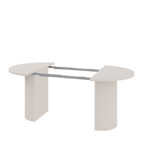 Rozkładany stół okrągły 100/188 cm do jadalni OVALIO - beż piaskowy | Stoły rozkładane Desire Furniture