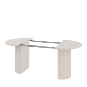 Rozkładany stół okrągły 100/188 cm do jadalni OVALIO - beż piaskowy | Stoły rozkładane Desire Furniture
