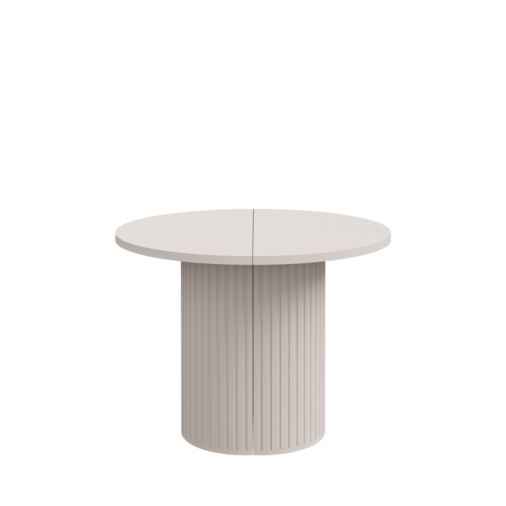 Rozkładany stół okrągły 100/188 cm do jadalni OVALIO - beż piaskowy | Stoły rozkładane Desire Furniture Rozkładany stół okrągły 100/188 cm do jadalni OVALIO - beż piaskowy | Stoły rozkładane Desire Furniture