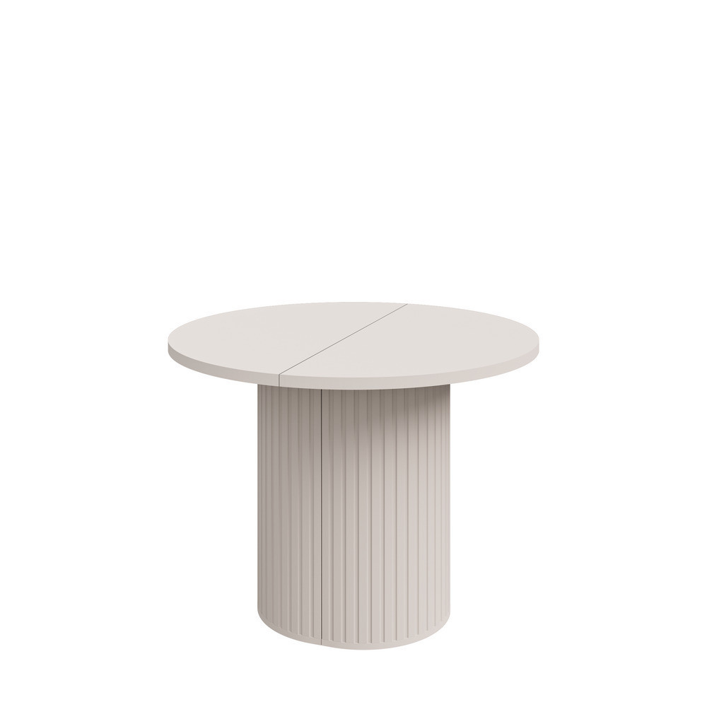 Rozkładany stół okrągły 100/188 cm do jadalni OVALIO - beż piaskowy | Stoły rozkładane Desire Furniture Rozkładany stół okrągły 100/188 cm do jadalni OVALIO - beż piaskowy | Stoły rozkładane Desire Furniture