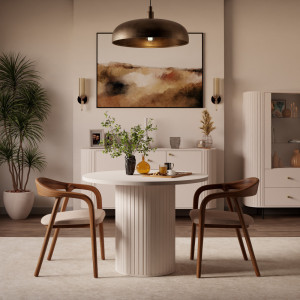 Rozkładany stół okrągły 100/188 cm do jadalni OVALIO - beż piaskowy | Stoły rozkładane Desire Furniture