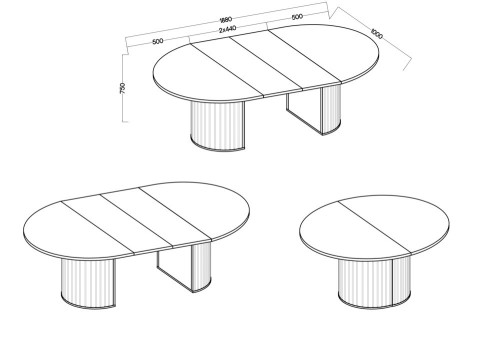 Rozkładany stół okrągły 100/188 cm do jadalni OVALIO - beż piaskowy | Stoły rozkładane Desire Furniture