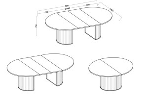Rozkładany stół okrągły 100/188 cm do jadalni OVALIO - beż piaskowy | Stoły rozkładane Desire Furniture