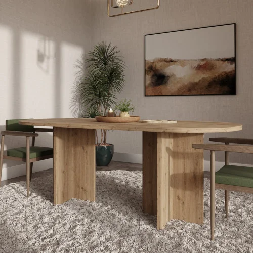 owalny stół do jadalni LOEN dąb artisan w nowoczesnym wnętrzu