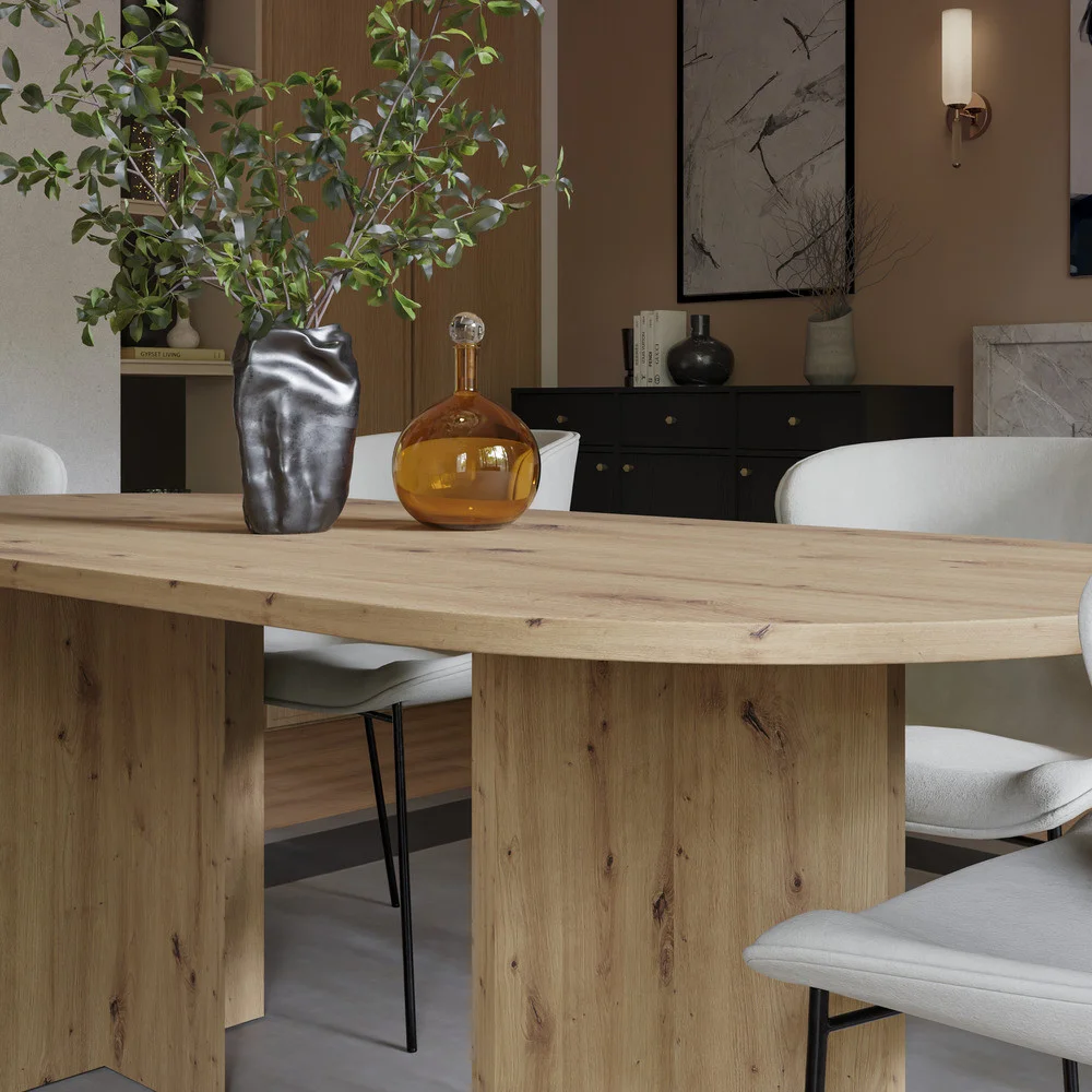 owalny stół do jadalni LOEN dąb artisan w nowoczesnym wnętrzu