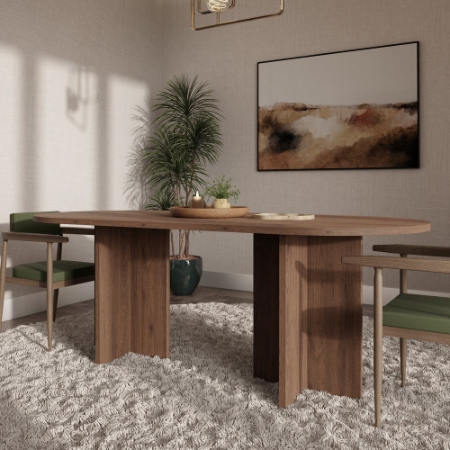 owalny stół do jadalni LOEN orzech kapi w eleganckim wnętrzu