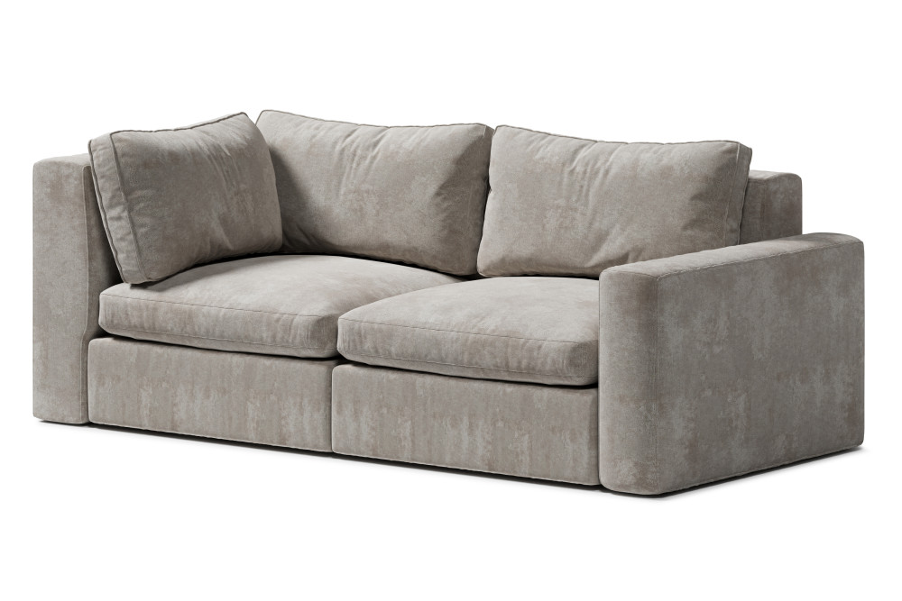 sofa tapicerowana z różnej wysokości bokami