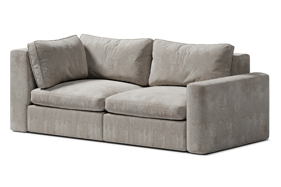 sofa tapicerowana z różnej wysokości bokami