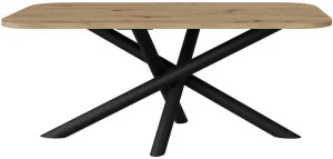 Zaokrąglony stół na czarnych metalowych nogach 185x90 cm OSLO - dąb artisan