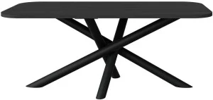 Zaokrąglony stół na czarnych metalowych nogach 185x90 cm OSLO - jesion portland