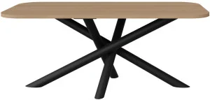 Zaokrąglony stół na czarnych metalowych nogach 185x90 cm OSLO - dąb lindberg