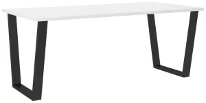 Biały stół w stylu loftowym na czarnych metalowych nogach do jadalni CEZAR 185x90 cm