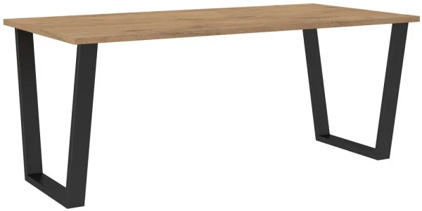 Stół w stylu loftowym na czarnych metalowych nogach do jadalni CEZAR 185x90 cm - dąb lancelot