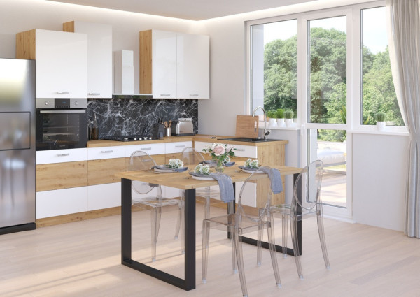 stół w stylu loftowym na czarnych nogach IMPERIAL 138x67 dąb artisan