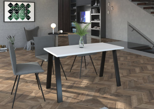 biały stół w stylu loftowym na metalowych nogach KLEO 138x67