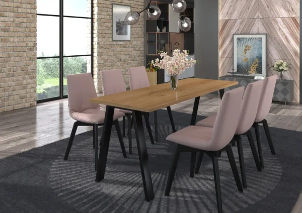 nowoczesny stół na czarnych metalowych nogach KLEO 185x67 dąb artisan
