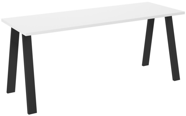 Biały nowoczesny stół na czarnych metalowych nogach KLEO 185x67 cm