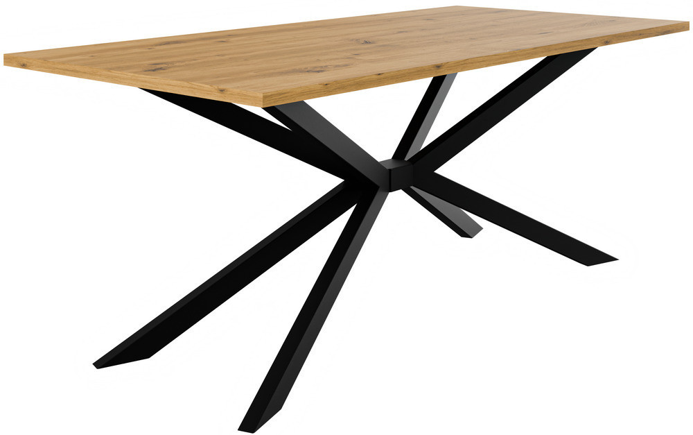 nowoczesny stół na czarnej metalowej podstawie TROMSO 185x90 dąb artisan