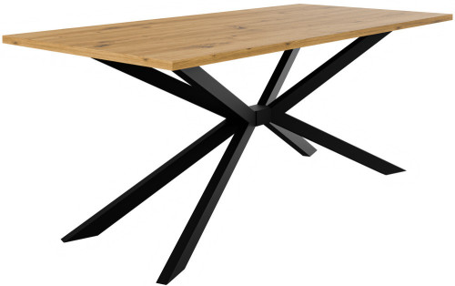 nowoczesny stół na czarnej metalowej podstawie TROMSO 185x90 dąb artisan