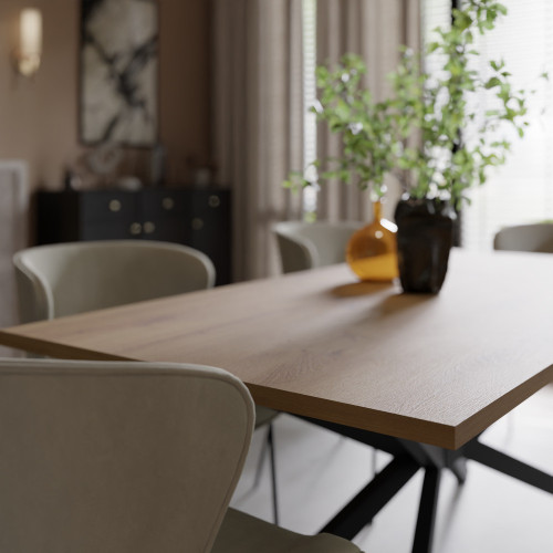 nowoczesny stół na czarnej metalowej podstawie TROMSO 185x90 dąb artisan