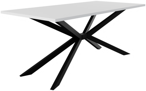 Biały nowoczesny stół na czarnej metalowej podstawie TROMSO 185x90 cm