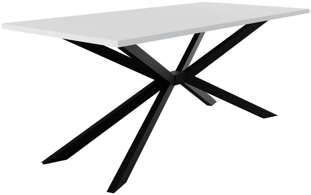 biały nowoczesny stół na czarnej metalowej podstawie TROMSO 185x90