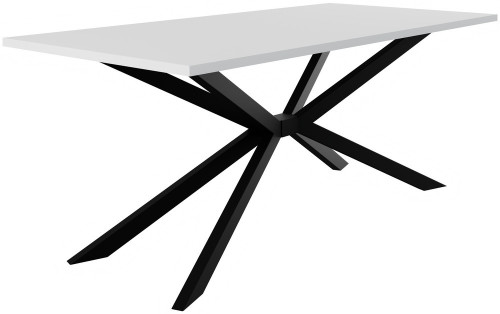 biały nowoczesny stół na czarnej metalowej podstawie TROMSO 185x90