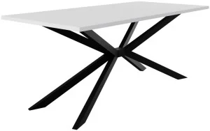 Biały nowoczesny stół na czarnej metalowej podstawie TROMSO 185x90 cm