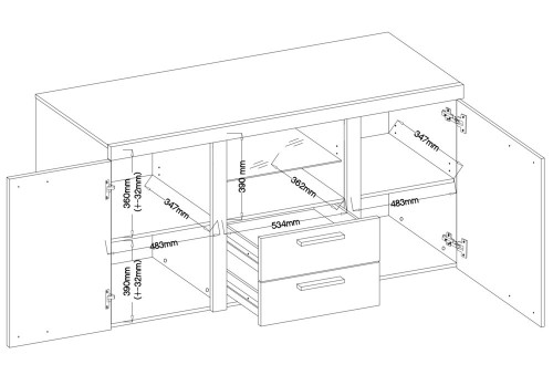 Nowoczesna biała komoda z szufladami i szafkami RUMBA 156 cm | Komody z szufladami Desire Furniture