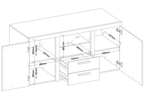 Nowoczesna biała komoda z szufladami i szafkami RUMBA 156 cm | Komody z szufladami Desire Furniture