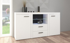 Nowoczesna biała komoda z szufladami i szafkami RUMBA 156 cm | Komody z szufladami Desire Furniture