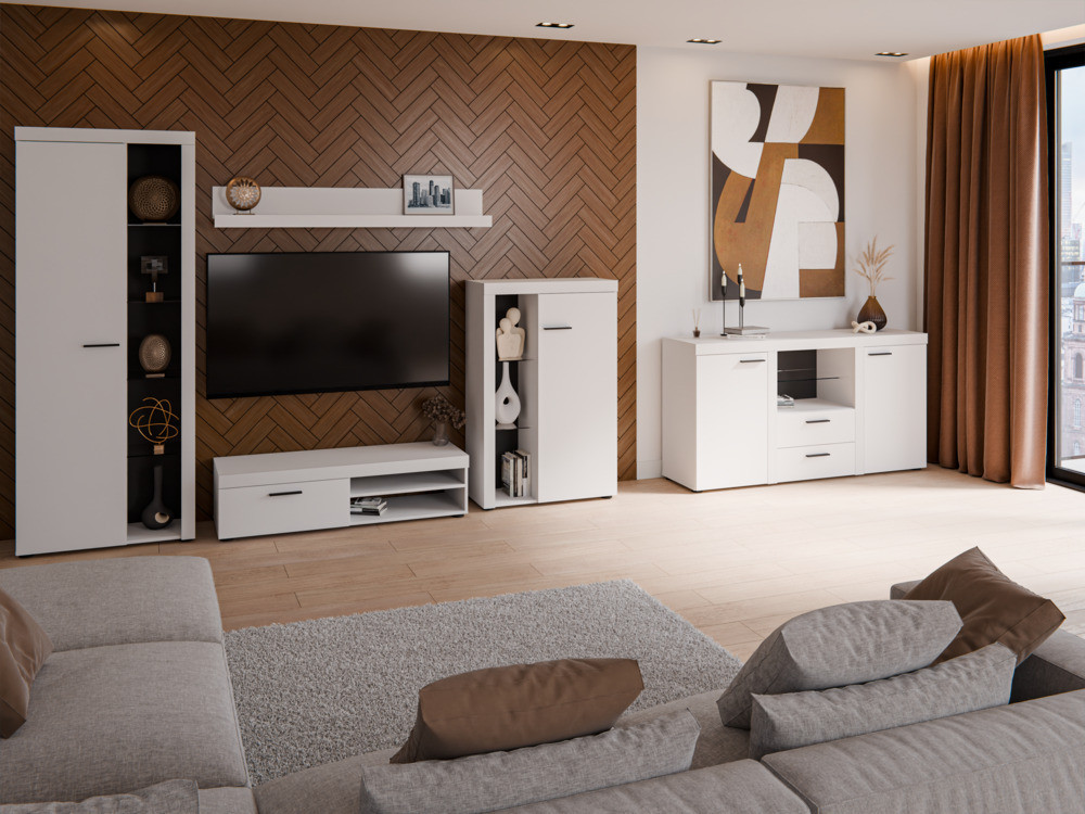 Nowoczesna biała komoda z szufladami i szafkami RUMBA 156 cm | Komody z szufladami Desire Furniture