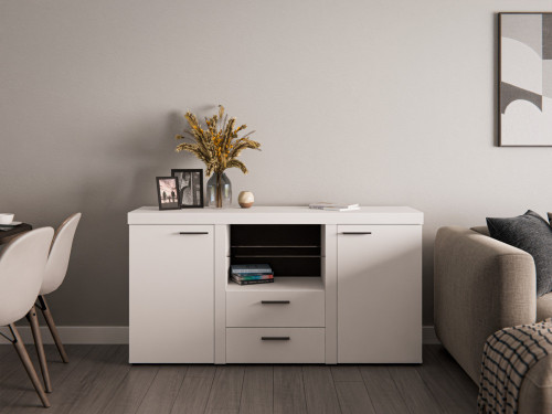 Nowoczesna biała komoda z szufladami i szafkami RUMBA 156 cm | Komody z szufladami Desire Furniture