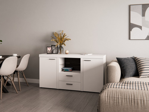 Nowoczesna biała komoda z szufladami i szafkami RUMBA 156 cm | Komody z szufladami Desire Furniture