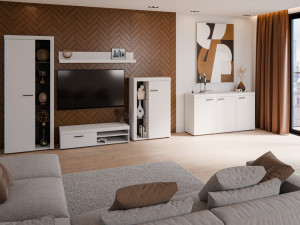 Biała komoda z szafkami do salonu RUMBA 149 cm | Komody z drzwiami Desire Furniture