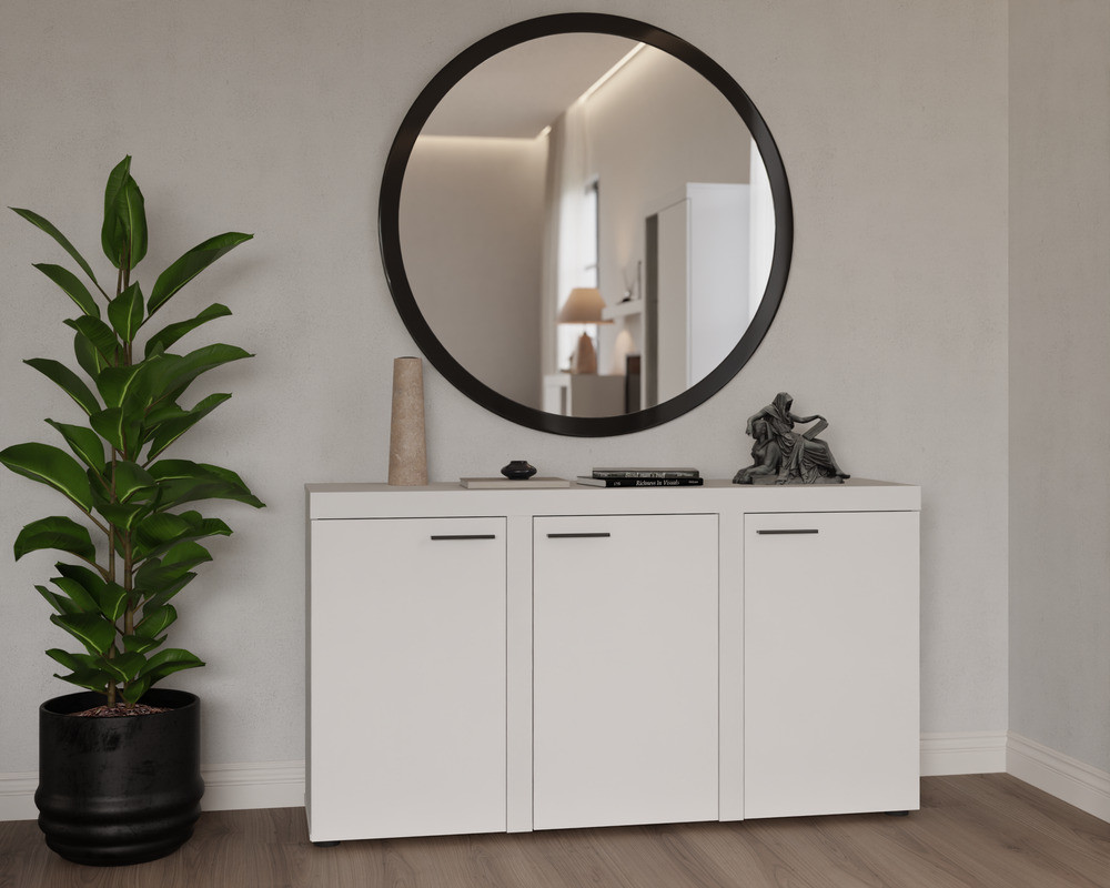 Biała komoda z szafkami do salonu RUMBA 149 cm | Komody z drzwiami Desire Furniture