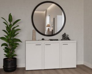 Biała komoda z szafkami do salonu RUMBA 149 cm | Komody z drzwiami Desire Furniture