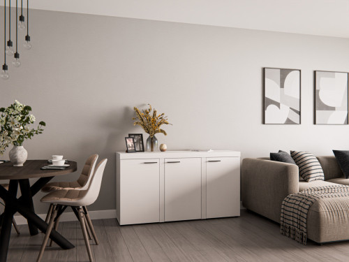 Biała komoda z szafkami do salonu RUMBA 149 cm | Komody z drzwiami Desire Furniture