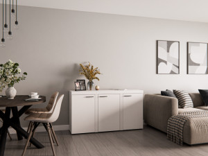 Biała komoda z szafkami do salonu RUMBA 149 cm | Komody z drzwiami Desire Furniture