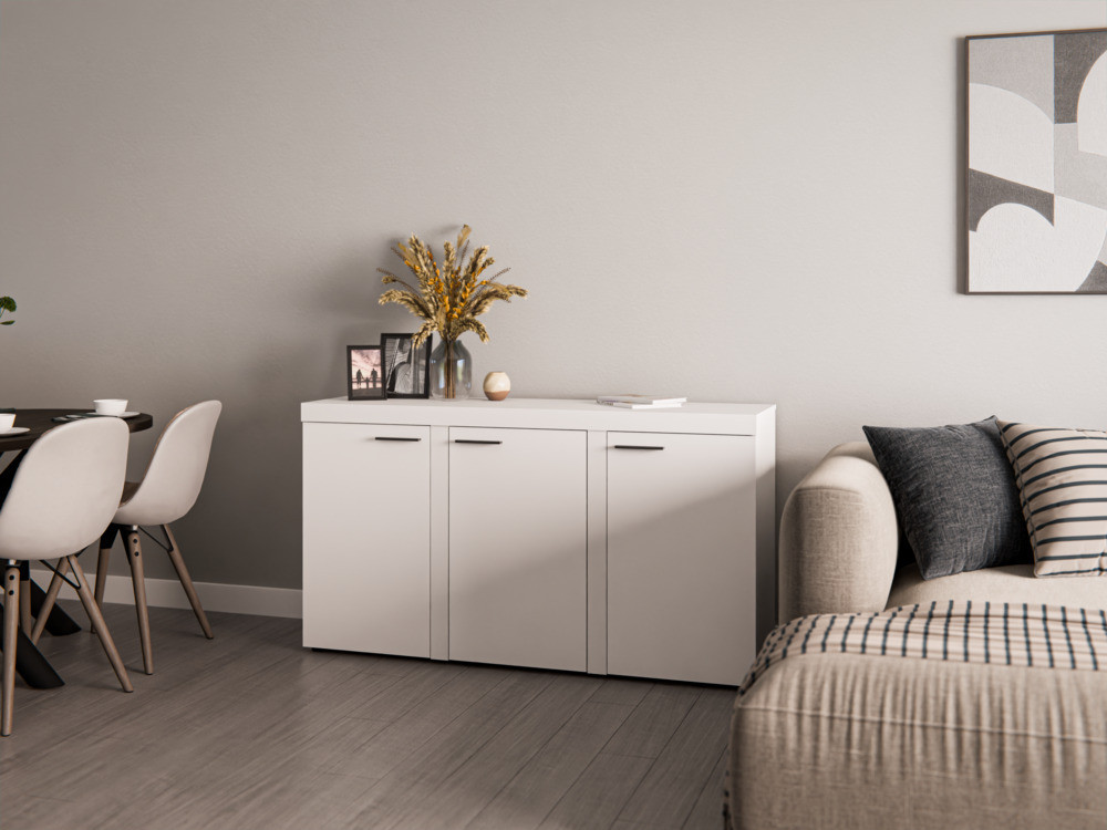 Biała komoda z szafkami do salonu RUMBA 149 cm | Komody z drzwiami Desire Furniture
