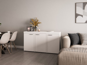 Biała komoda z szafkami do salonu RUMBA 149 cm | Komody z drzwiami Desire Furniture