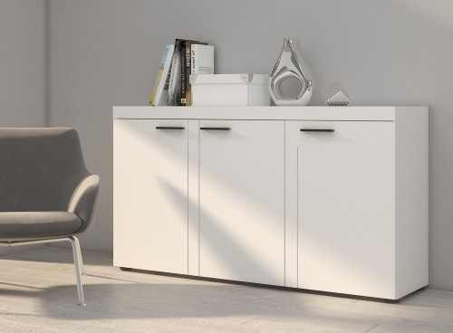 Biała komoda z szafkami do salonu RUMBA 149 cm | Komody z drzwiami Desire Furniture